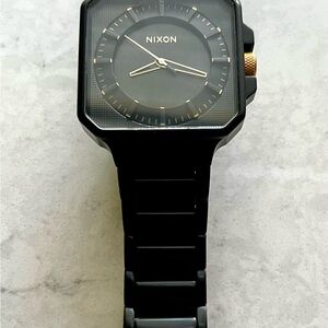 Nixon Black and Gold Square Dial Watch